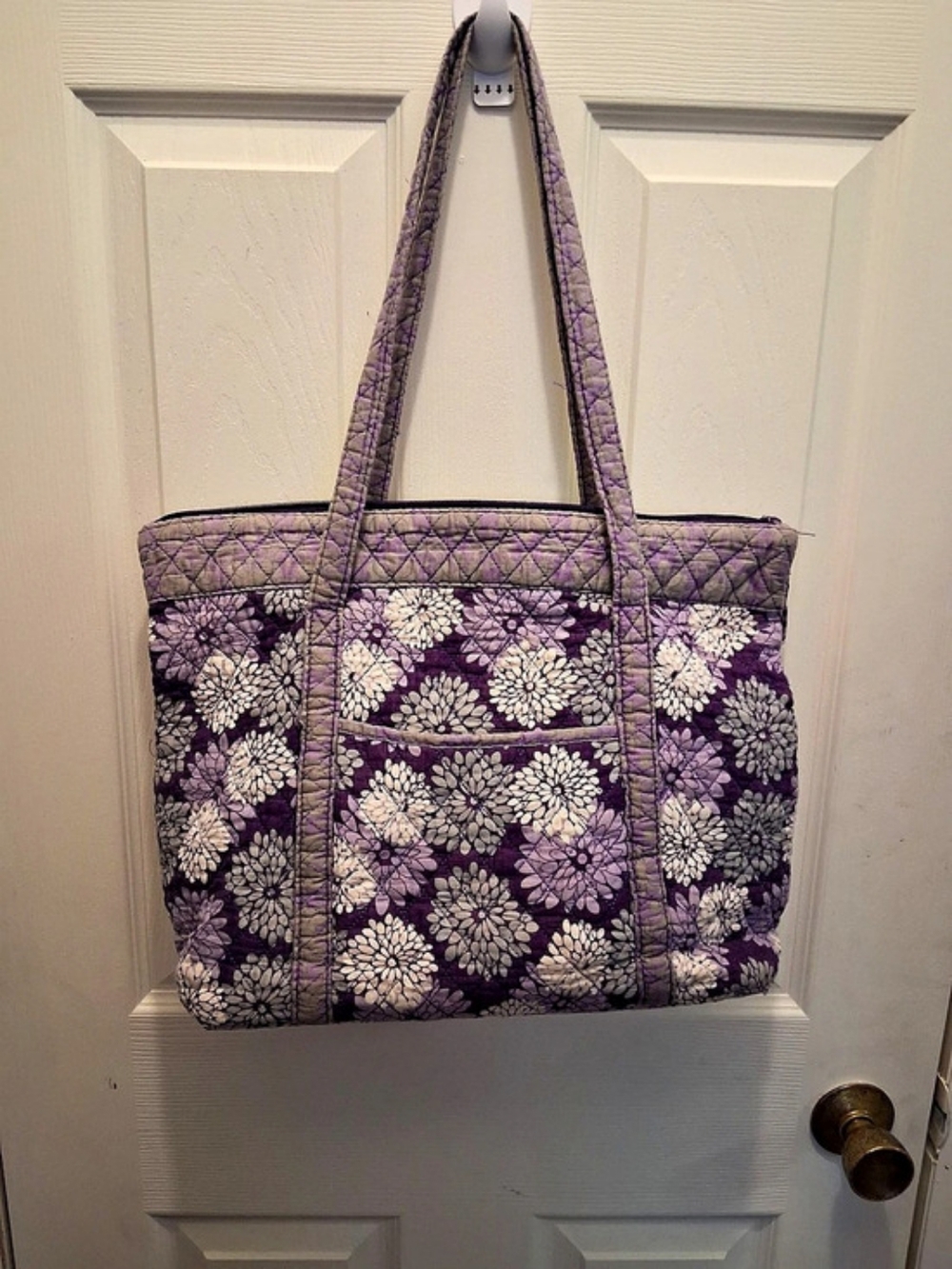 Purple & White Floral Tote Bag
